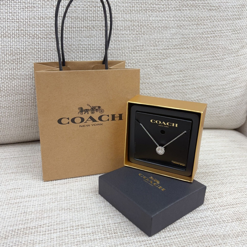 COACH Open Circle Stone Strand Necklace  外圈Coach Logo閃鑽頸鏈(銀色)